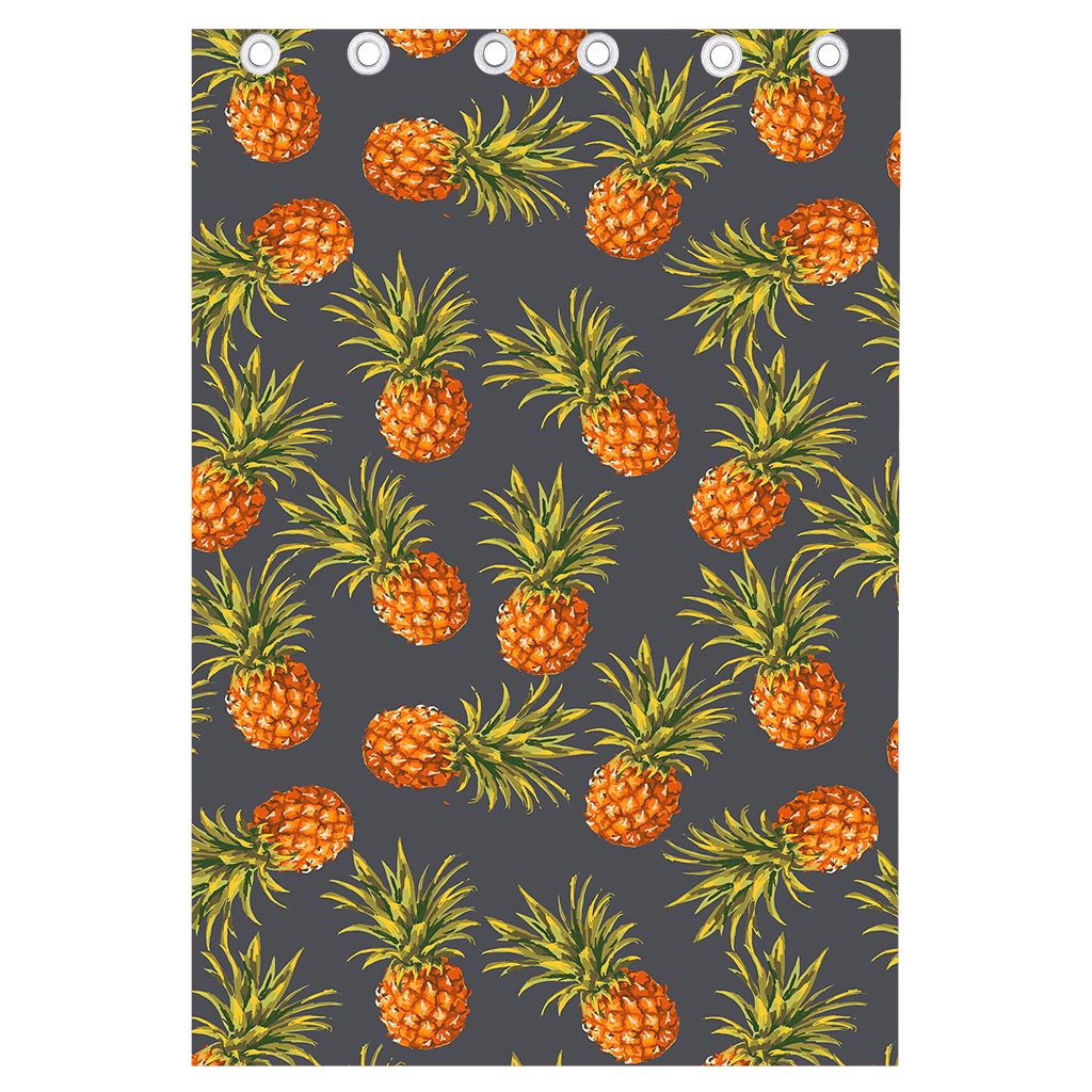 Grey Watercolor Pineapple Pattern Print Curtain