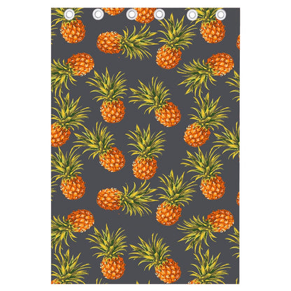 Grey Watercolor Pineapple Pattern Print Curtain