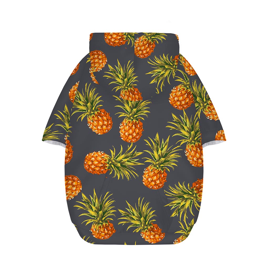 Grey Watercolor Pineapple Pattern Print Dog Zip Up Hoodie
