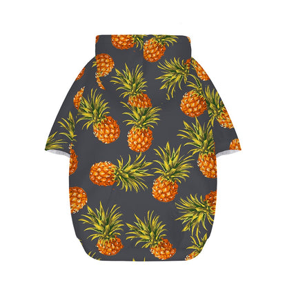 Grey Watercolor Pineapple Pattern Print Dog Zip Up Hoodie