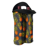Grey Watercolor Pineapple Pattern Print Double Neoprene Wine Tote