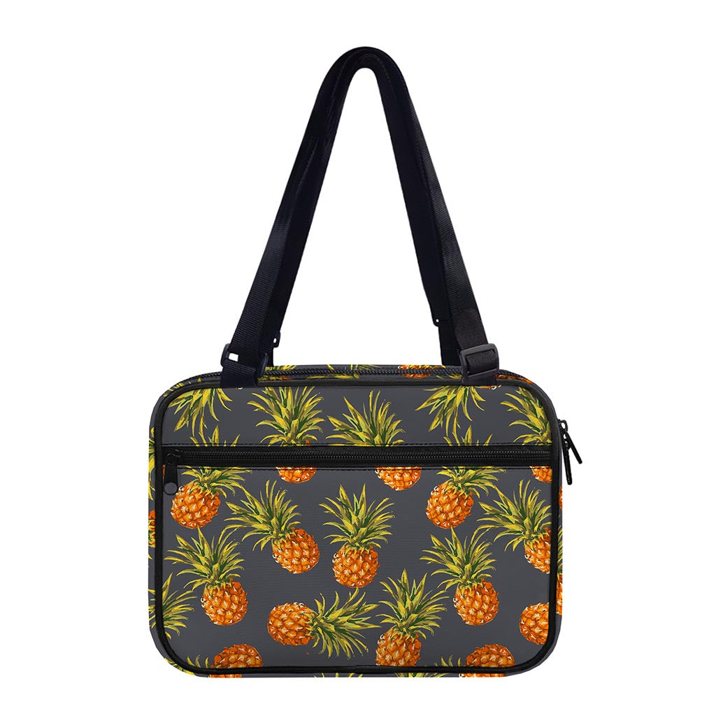 Grey Watercolor Pineapple Pattern Print Double Strap Bible Bag