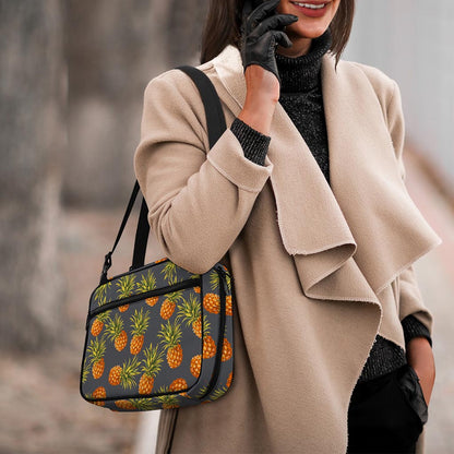 Grey Watercolor Pineapple Pattern Print Double Strap Bible Bag