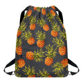 Grey Watercolor Pineapple Pattern Print Drawstring Backpack