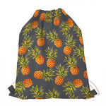 Grey Watercolor Pineapple Pattern Print Drawstring Bag