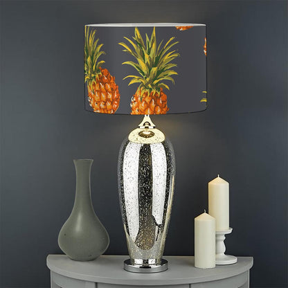 Grey Watercolor Pineapple Pattern Print Drum Lamp Shade