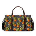 Grey Watercolor Pineapple Pattern Print Duffle Bag