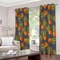 Grey Watercolor Pineapple Pattern Print Extra Wide Grommet Curtains