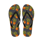 Grey Watercolor Pineapple Pattern Print Flip Flops