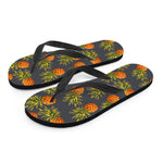 Grey Watercolor Pineapple Pattern Print Flip Flops