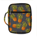 Grey Watercolor Pineapple Pattern Print Front Pocket Bible Bag