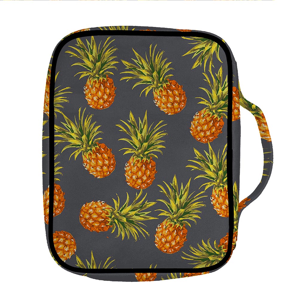 Grey Watercolor Pineapple Pattern Print Front Pocket Bible Bag