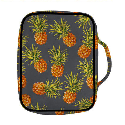 Grey Watercolor Pineapple Pattern Print Front Pocket Bible Bag