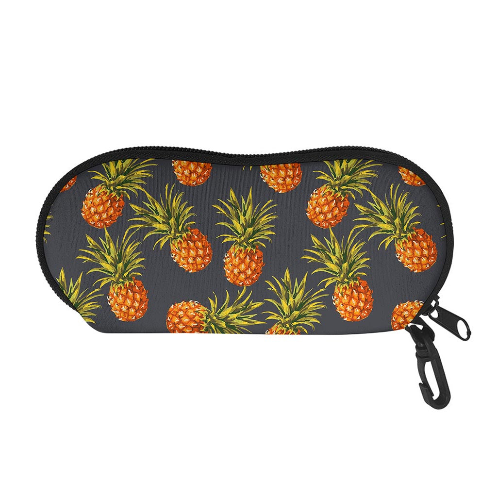 Grey Watercolor Pineapple Pattern Print Glasses Case