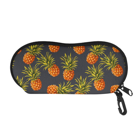 Grey Watercolor Pineapple Pattern Print Glasses Case