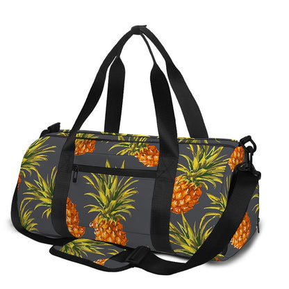 Grey Watercolor Pineapple Pattern Print Gym Bag