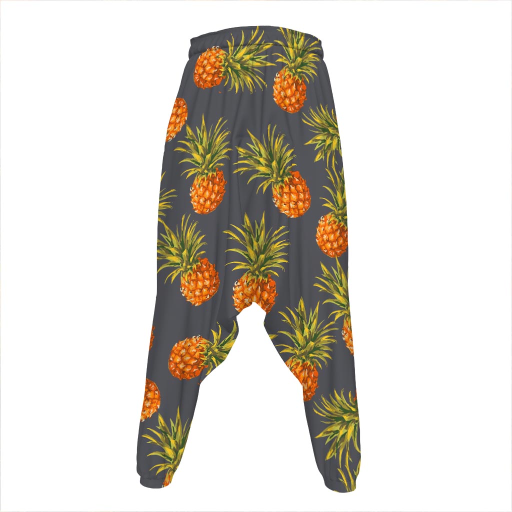 Grey Watercolor Pineapple Pattern Print Hammer Pants