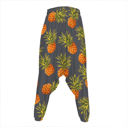 Grey Watercolor Pineapple Pattern Print Hammer Pants