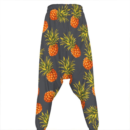 Grey Watercolor Pineapple Pattern Print Hammer Pants
