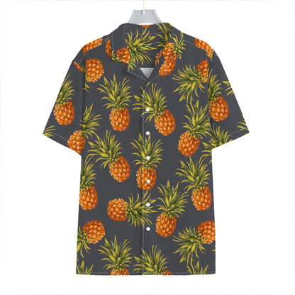 Grey Watercolor Pineapple Pattern Print Hawaiian Shirt