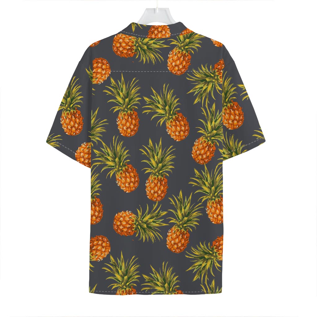 Grey Watercolor Pineapple Pattern Print Hawaiian Shirt