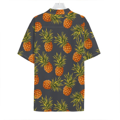 Grey Watercolor Pineapple Pattern Print Hawaiian Shirt