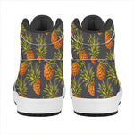 Grey Watercolor Pineapple Pattern Print High Top Leather Sneakers