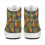 Grey Watercolor Pineapple Pattern Print High Top Leather Sneakers