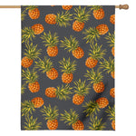 Grey Watercolor Pineapple Pattern Print House Flag