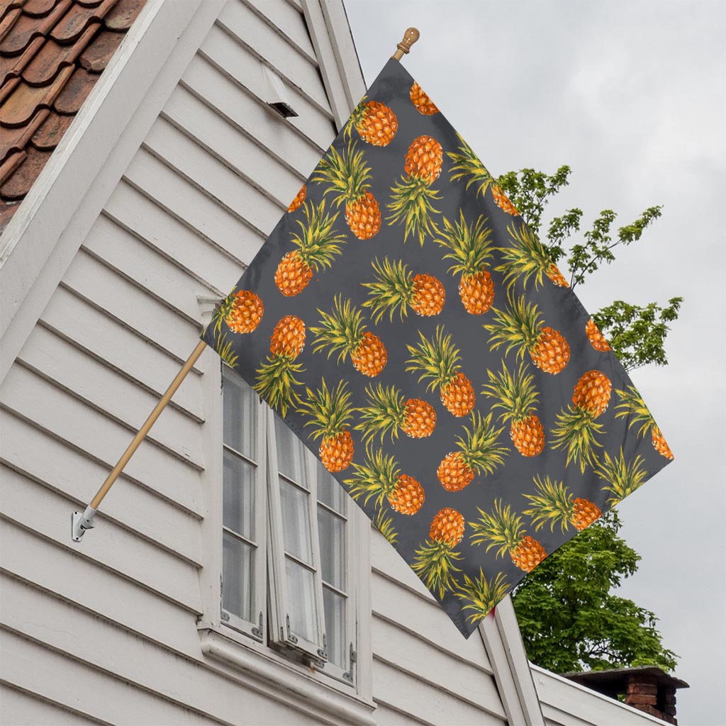 Grey Watercolor Pineapple Pattern Print House Flag