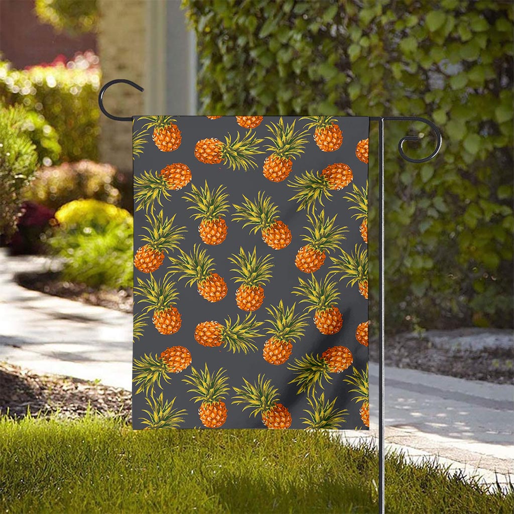 Grey Watercolor Pineapple Pattern Print House Flag