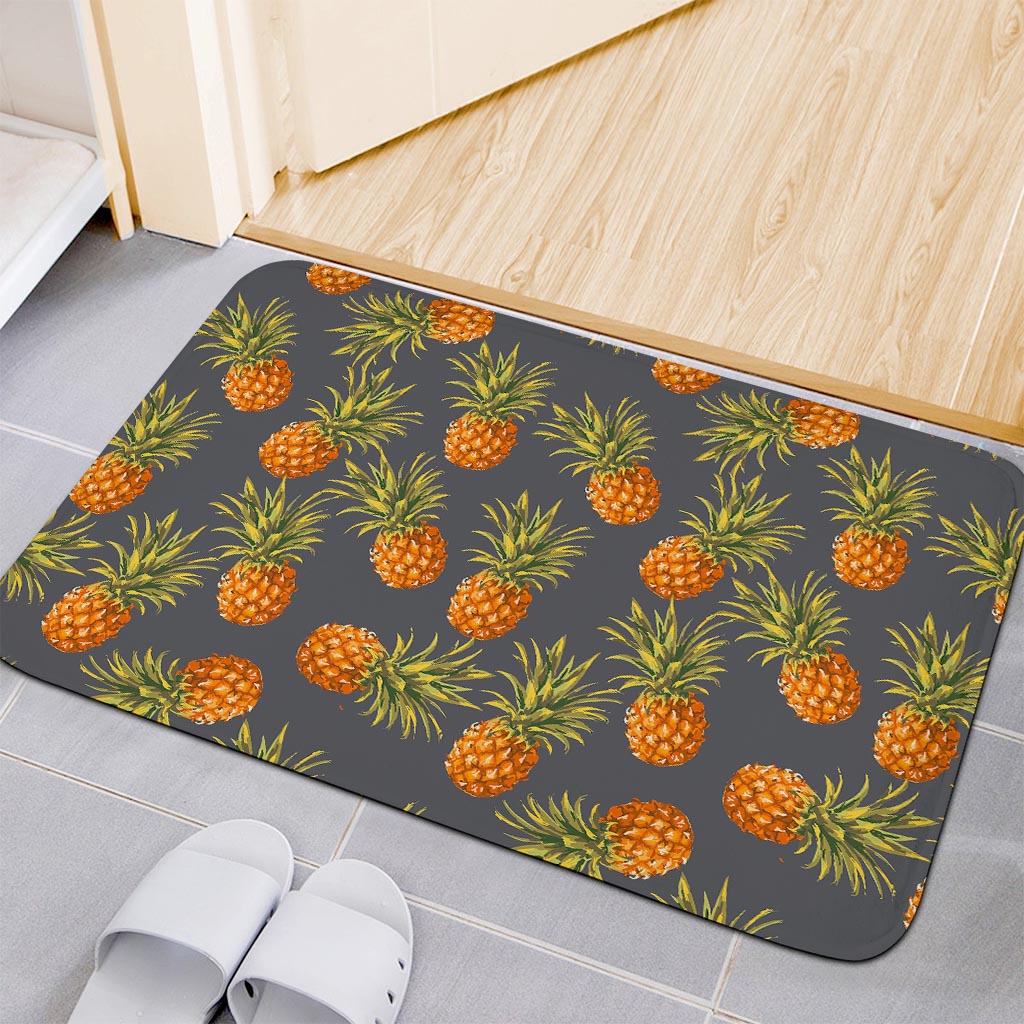 Grey Watercolor Pineapple Pattern Print Indoor Door Mat