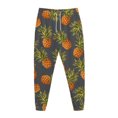 Grey Watercolor Pineapple Pattern Print Jogger Pants