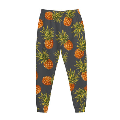 Grey Watercolor Pineapple Pattern Print Jogger Pants