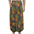 Grey Watercolor Pineapple Pattern Print Lantern Pants