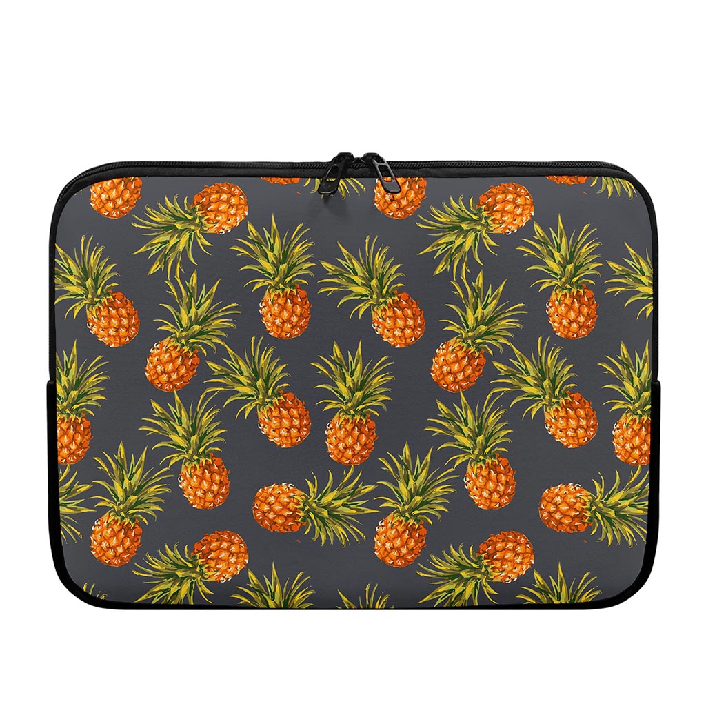Grey Watercolor Pineapple Pattern Print Laptop Sleeve