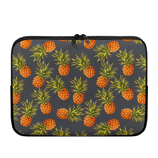 Grey Watercolor Pineapple Pattern Print Laptop Sleeve
