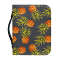 Grey Watercolor Pineapple Pattern Print Leather Bible Cover