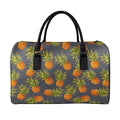 Grey Watercolor Pineapple Pattern Print Leather Duffel Bag