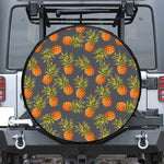 Grey Watercolor Pineapple Pattern Print Leather Spare Tire Cover