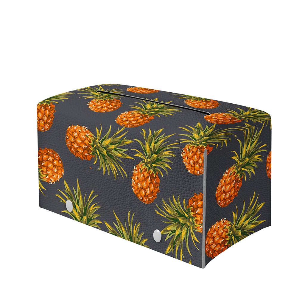 Grey Watercolor Pineapple Pattern Print Leather Tissue Box Cover