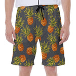 Grey Watercolor Pineapple Pattern Print Men's Beach Shorts