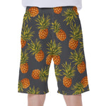 Grey Watercolor Pineapple Pattern Print Men's Beach Shorts