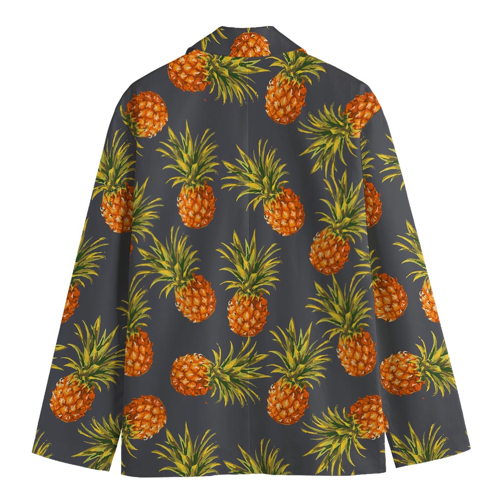 Grey Watercolor Pineapple Pattern Print Men's Blazer