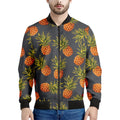Grey Watercolor Pineapple Pattern Print Men's Bomber Jacket