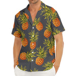 Grey Watercolor Pineapple Pattern Print Men's Deep V-Neck Shirt