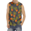 Grey Watercolor Pineapple Pattern Print Men's Fitness Tank Top
