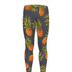 Grey Watercolor Pineapple Pattern Print Men's leggings
