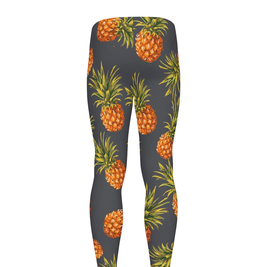 Grey Watercolor Pineapple Pattern Print Men's leggings