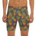 Grey Watercolor Pineapple Pattern Print Men's Long Boxer Briefs